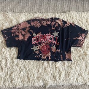 Vintage cropped tie-dye Cornell t-shirt with star studded patches